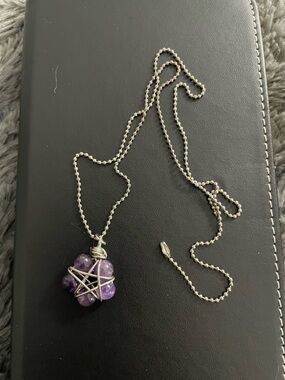 Silver-Tone Amethyst Star Pendant Necklace